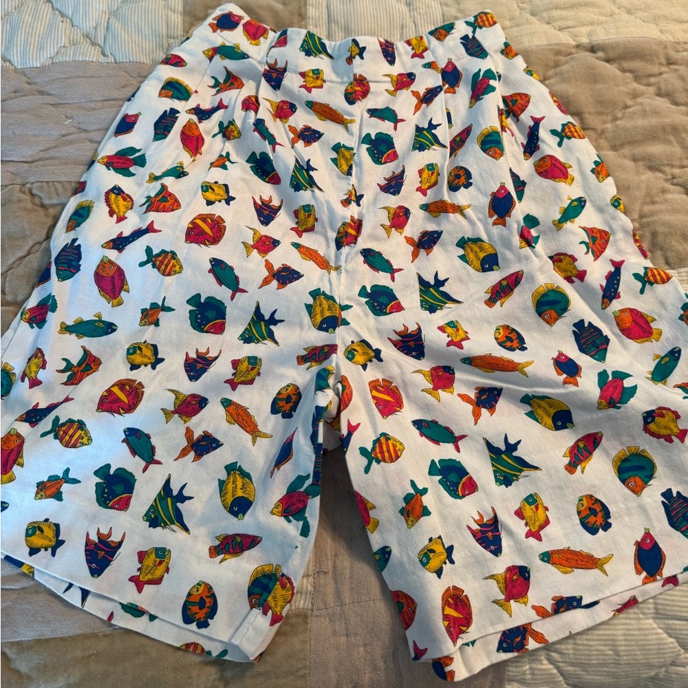Vintage David Brooks Multicolor Fish Pattern Shorts
